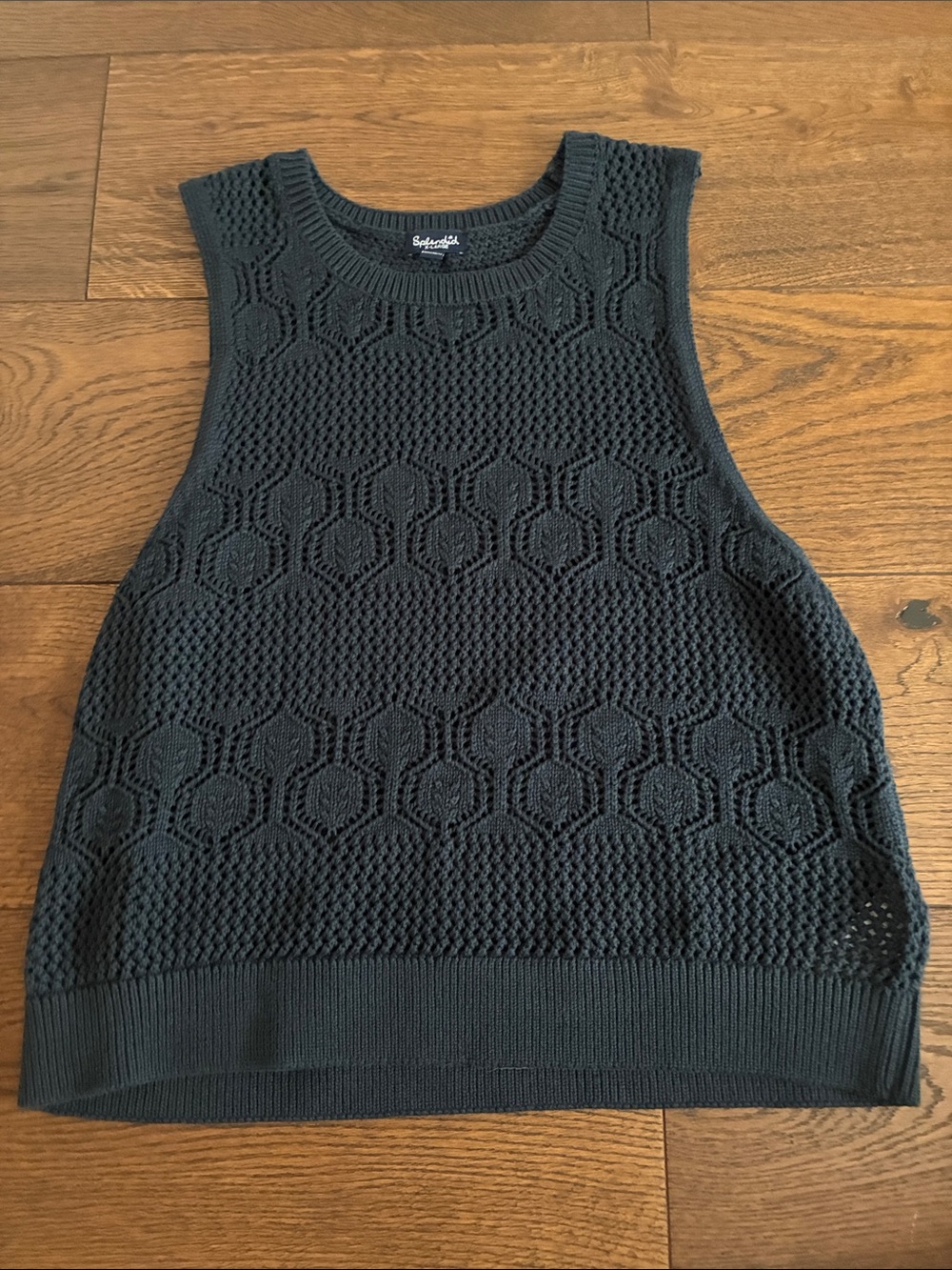 Splendid Navy Crochet Knit Sweater Vest
